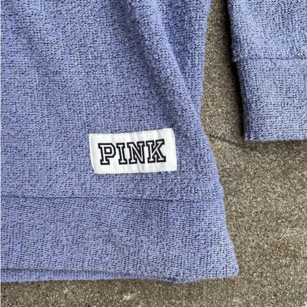 Victorias Secret‎ Pink Turtleneck Size Medium Blue Pullover Terry Cloth Sweater